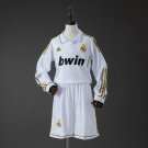 Real Madrid 11 12 Home Retro Long-Sleeve Kids Kit Jersey Size 16-28