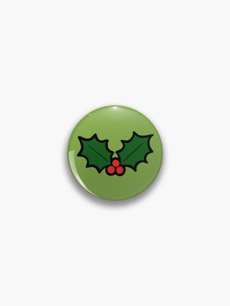 Holly Leaves and Berries Pattern in Light Green Pin