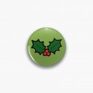 Holly Leaves and Berries Pattern in Light Green Pin