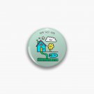 Home Sweet Home - House with happy clouds, trees and garden Pin