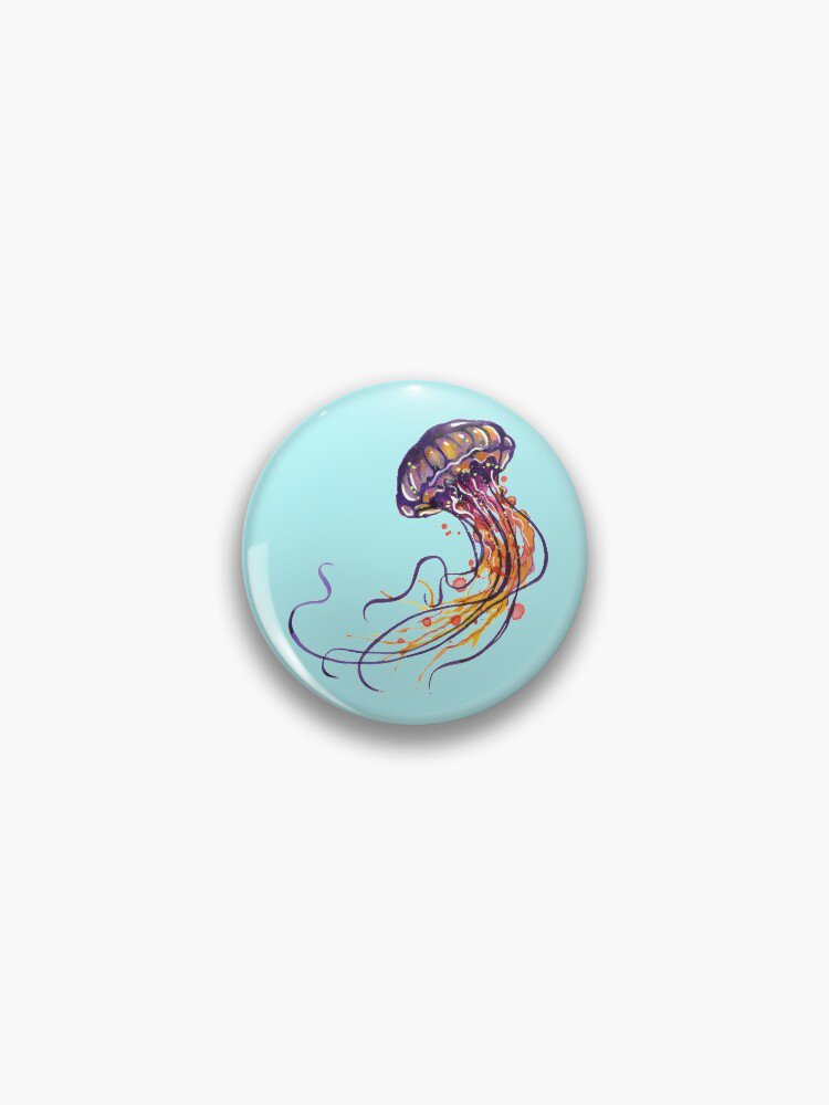 Jellyfish watercolor Pin