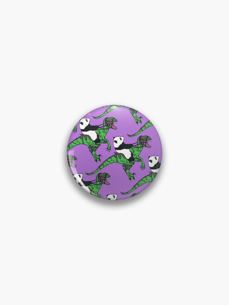 Jurassic Panda Logo Print Pin