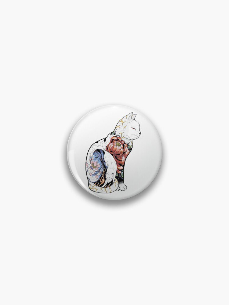 Kitsune Cat Tattoo  Pin