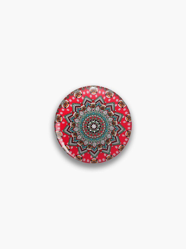 Mandala Christmas Pug Pin