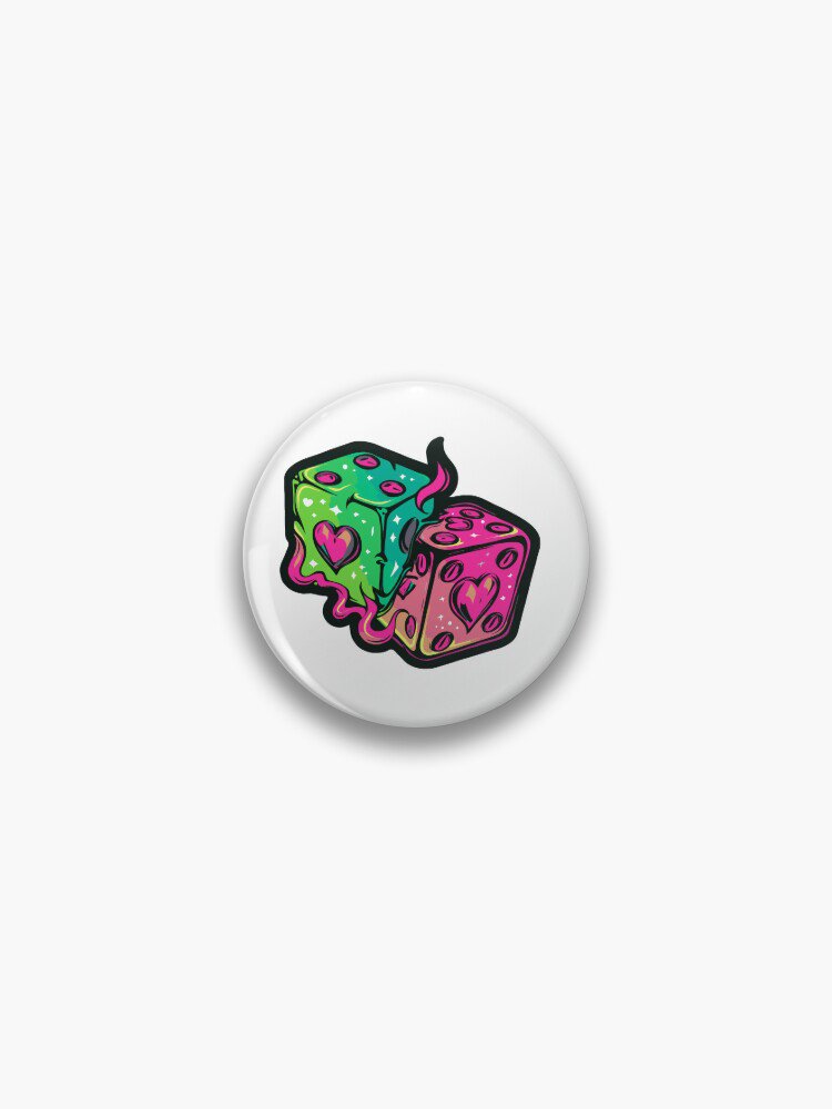 Neon dice hearts Pin