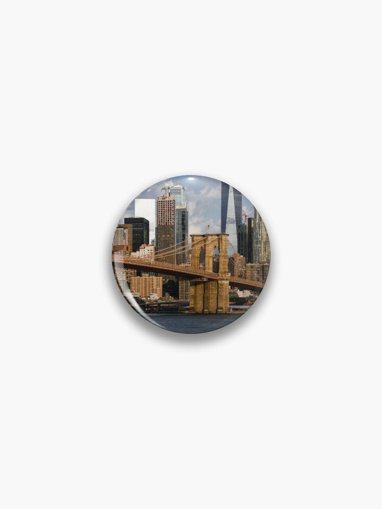 New York, Manhattan, long exposure, skyline, Hudson River, shore, Brooklyn Bridge Pin