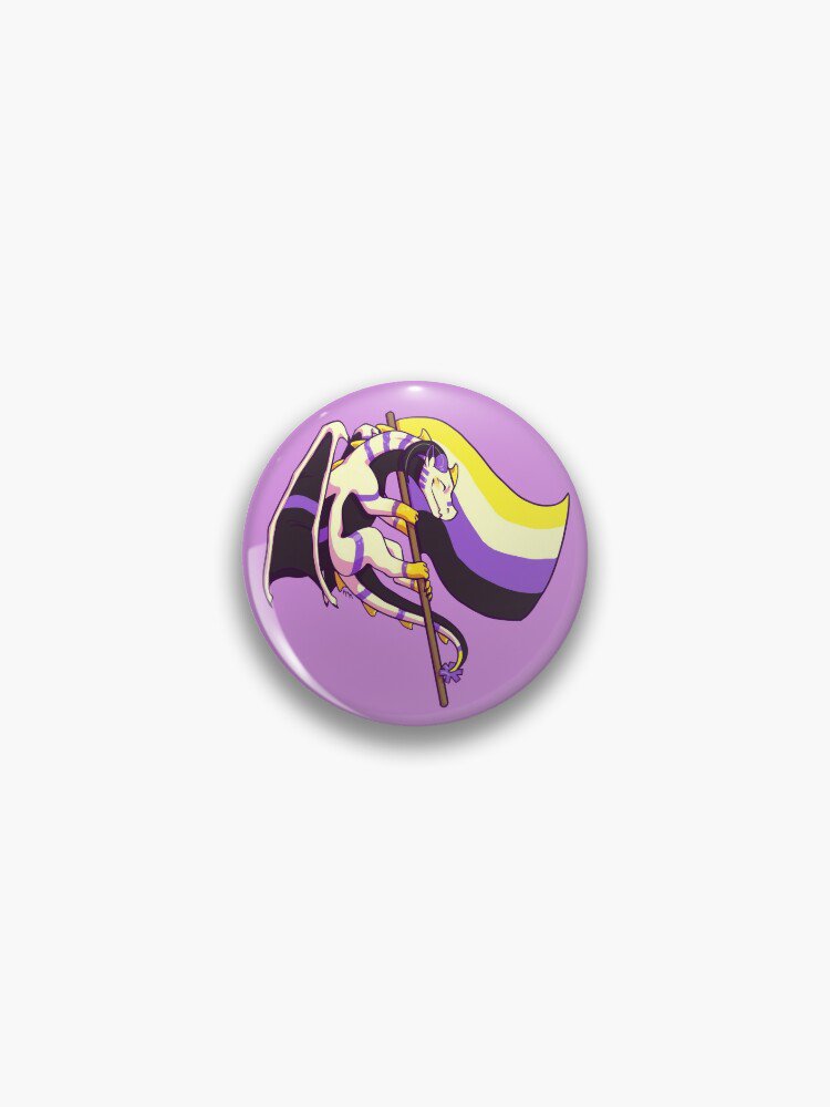 Nonbinary Pride Flag Dragon (3rd Edition) Pin