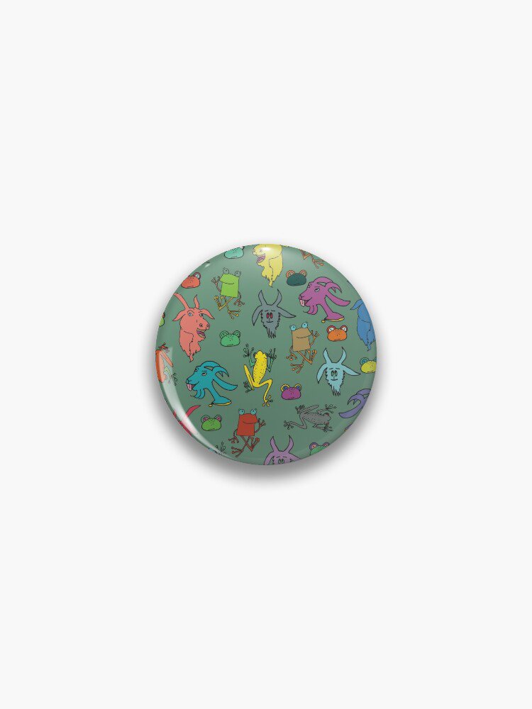 pattern with goats and frogs Pin