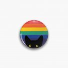 Peeking Cat in Rainbow Circle Pin