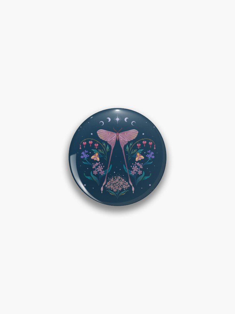Pink Moth and Bleeding Heart Pin