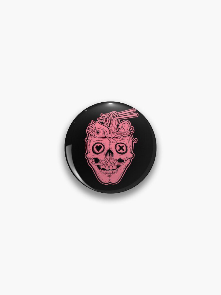 Pink Skull Ramen Brain Pin