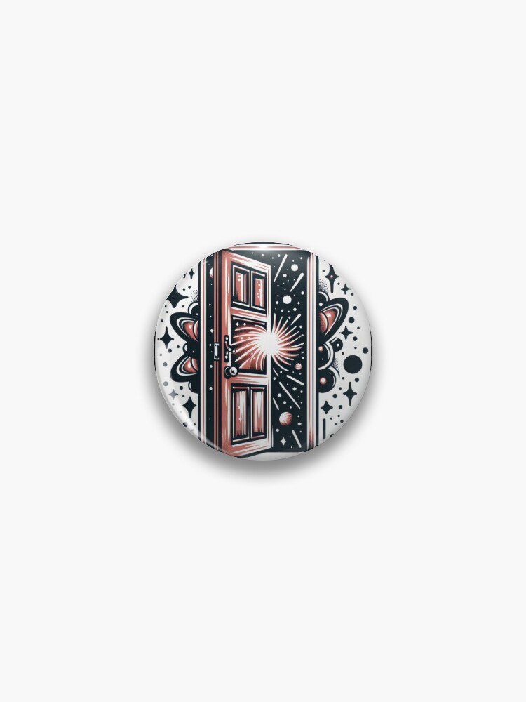 Planetary Cosmic Space Doorway Flash Tattoo Art Design Pin