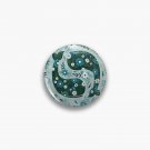 Pretty Floral Whales Circle in Blues and Greens Pin