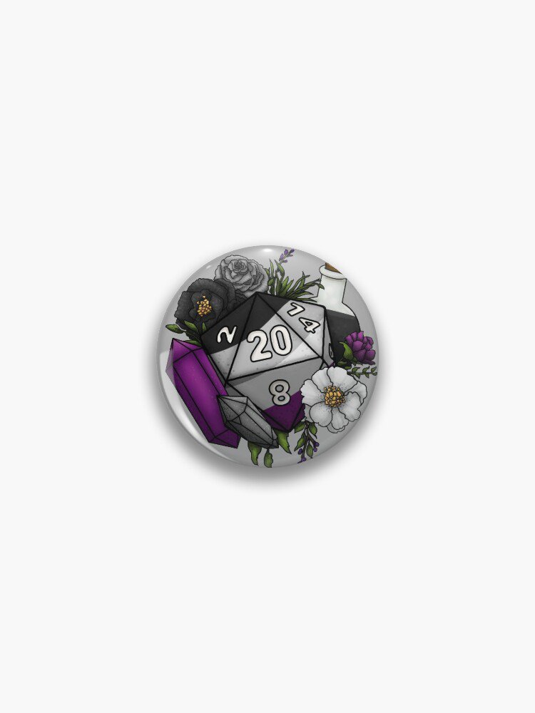 Pride Asexual D20 Tabletop RPG Gaming Dice Pin