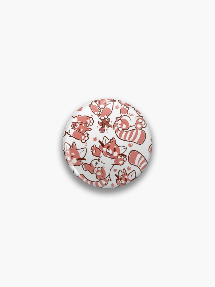 Red Panda all over pattern spread Pin