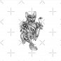 RISHAMA steampunk tattoo cat kitten biomechanics mechanics vintage Pin
