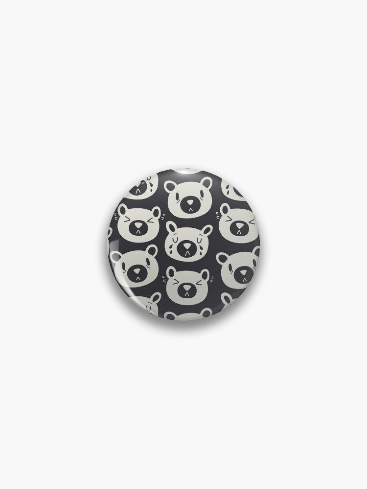 Sad Bears Black & White Pattern Pin