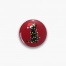 Santa Black Cat Tangled Up In Christmas Tree Lights Holiday Pin