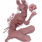 Scarlet Red Bunny Humanoid Pin