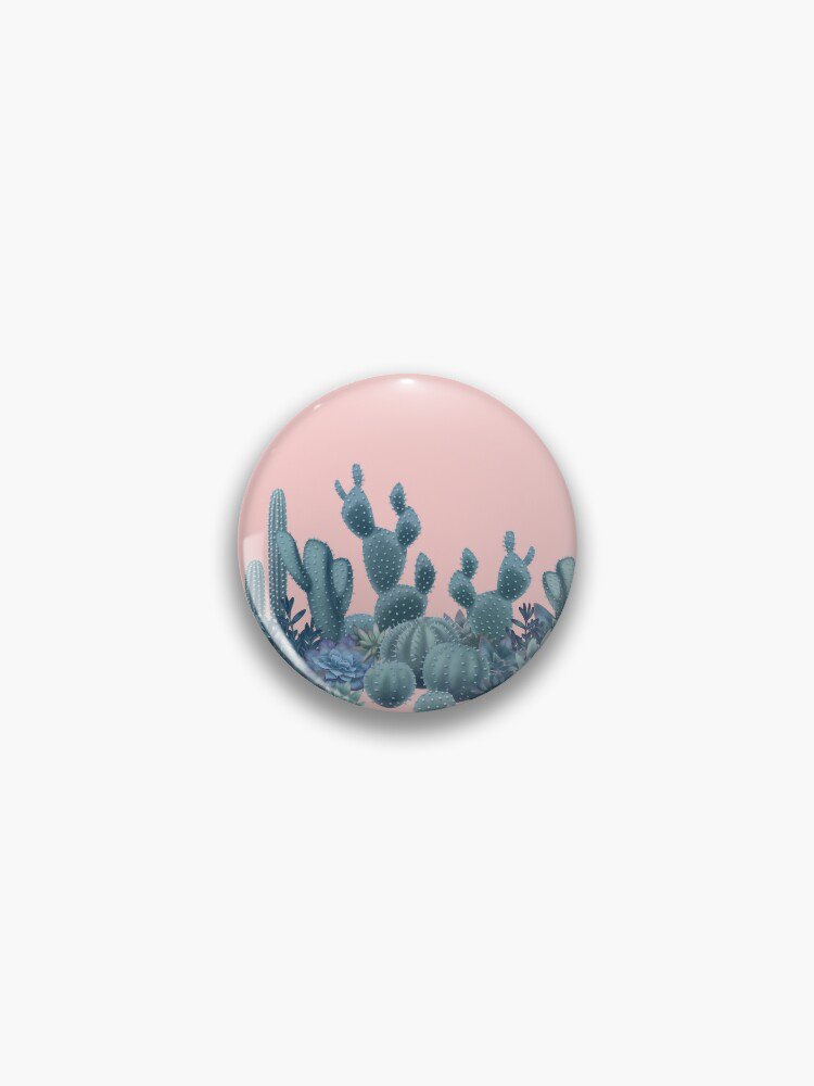 Serenity Cacti on Rose Quartz Background Pin