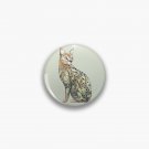 Serval Cat in Lotus Flower Tattoo Pin