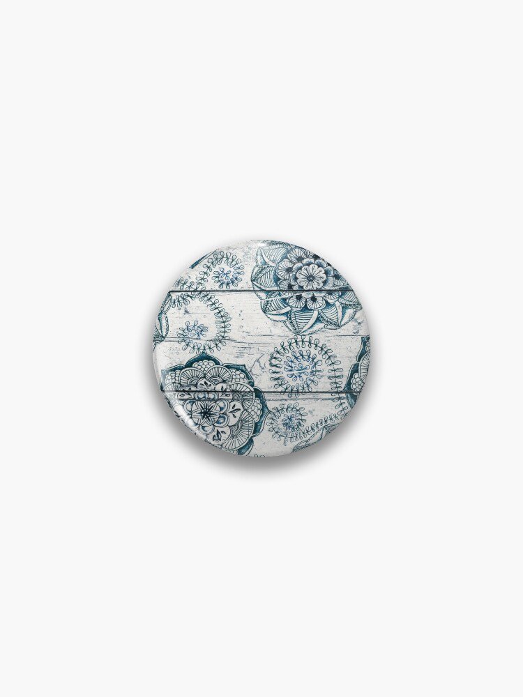 Shabby Chic Navy Blue doodles on Wood Pin