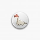Simple Red and White Mushroom Hat Brontosaurus Dinosaur Pin