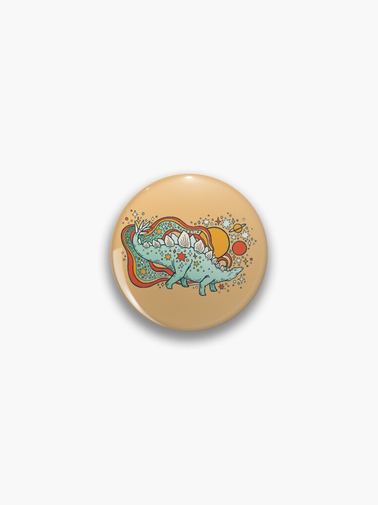 Star Stego  Cosmic Dinosaur Art  Retro Reptile Palette Pin