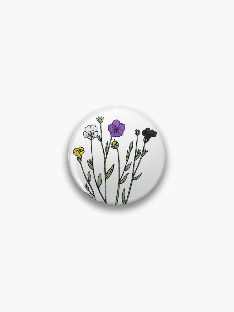 Subtle Nonbinary Pride Flax Sprig Pin