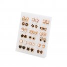 18pairs Mixed Styles Metal Plated Women Girls Fashion Jewelry Earrings Set