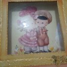 Vtg Shadow Box 3 D Picture frame Little Girl and boy 10×10 Valentines heart