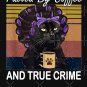 Fueled by coffee and true crime Podcast black cat Essential T-Shirt