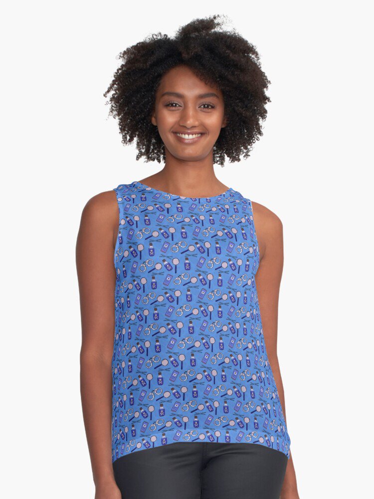 True Crime Seamless Pattern Sleeveless Top