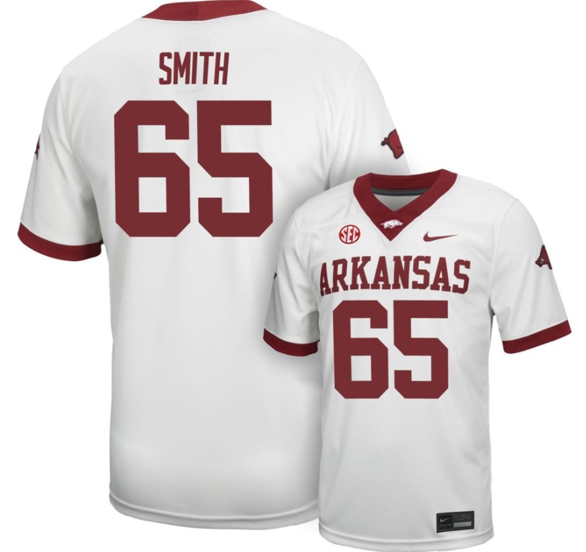 Arkansas Razorbacks Aaron Smith #65 2026  Jersey