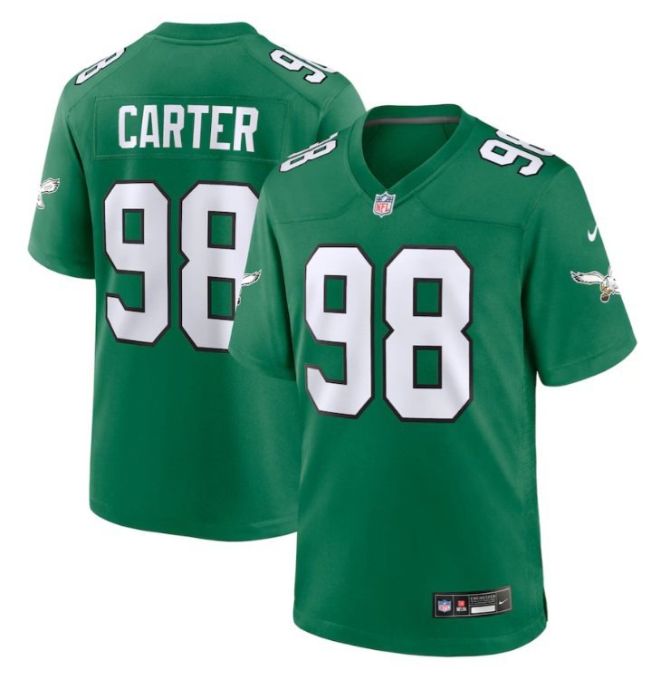 Philadelphia Eagles Jalen Carter #98 Kelly Green 2026  Jersey