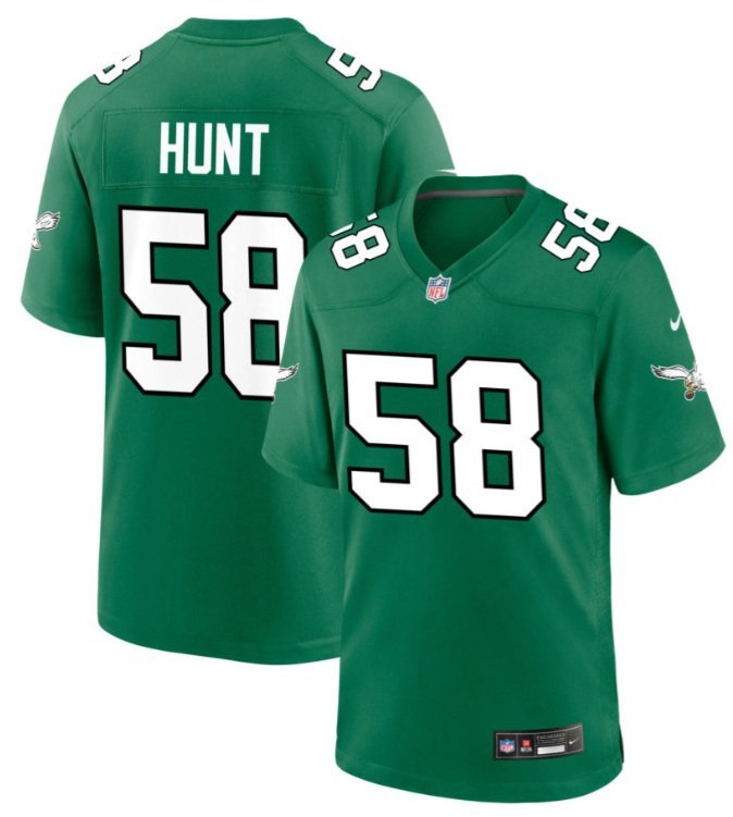 Philadelphia Eagles Jalyx Hunt #58 Kelly Green 2026  Jersey