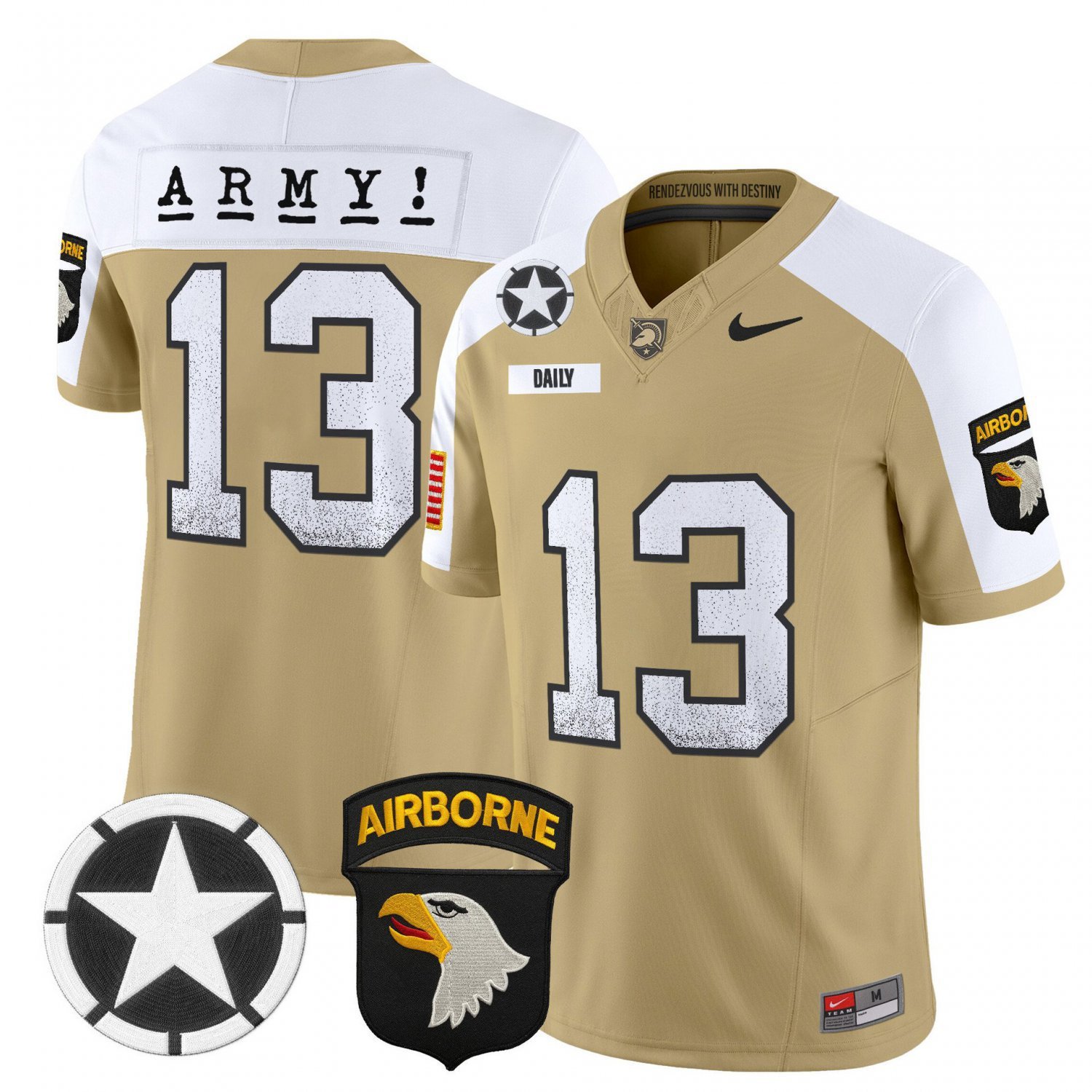 Bryson Daily  #13 Army Black Knights 2026 Screaming Eagles Stitched Tan Alternate