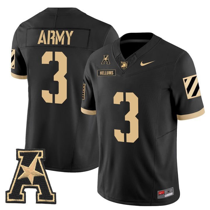 Cale Hellums  #3 Army Black Knights 2026 Vapor Stitched Black