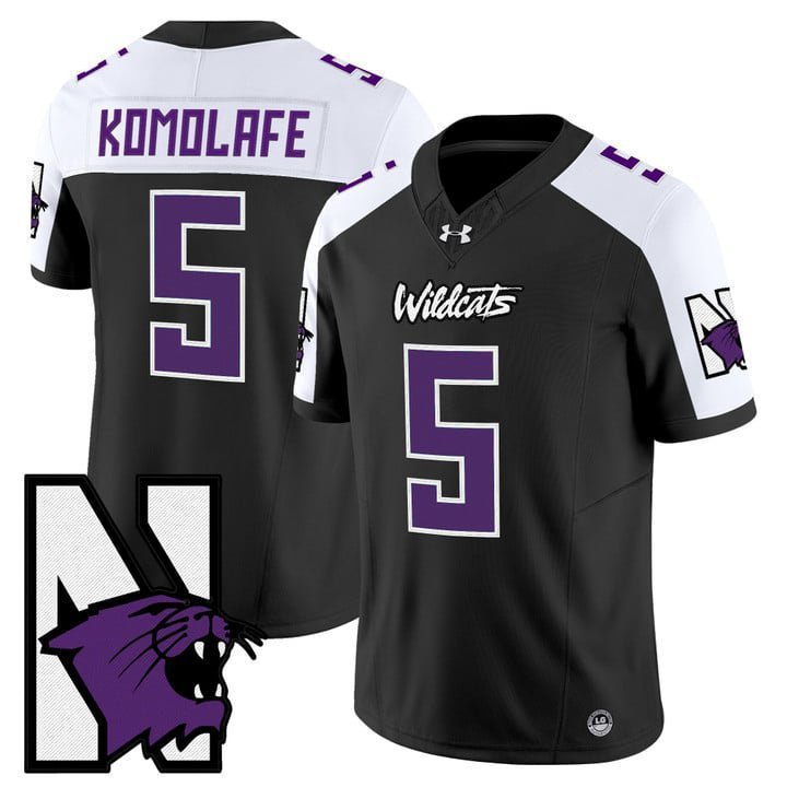 Caleb Komolafe  #5 Northwestern Wildcats Honoring 95 Stitched Black Alternate