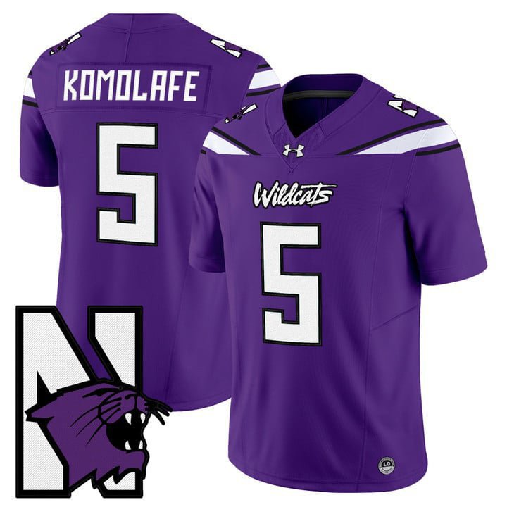 Caleb Komolafe  #5 Northwestern Wildcats Honoring 95 Stitched Purple