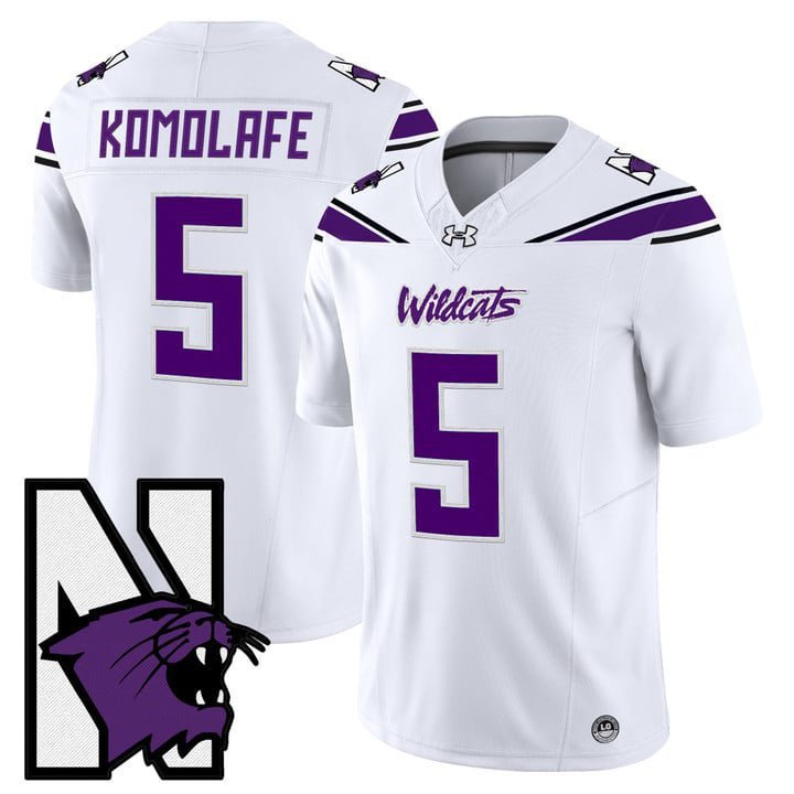 Caleb Komolafe  #5 Northwestern Wildcats Honoring 95 Stitched White
