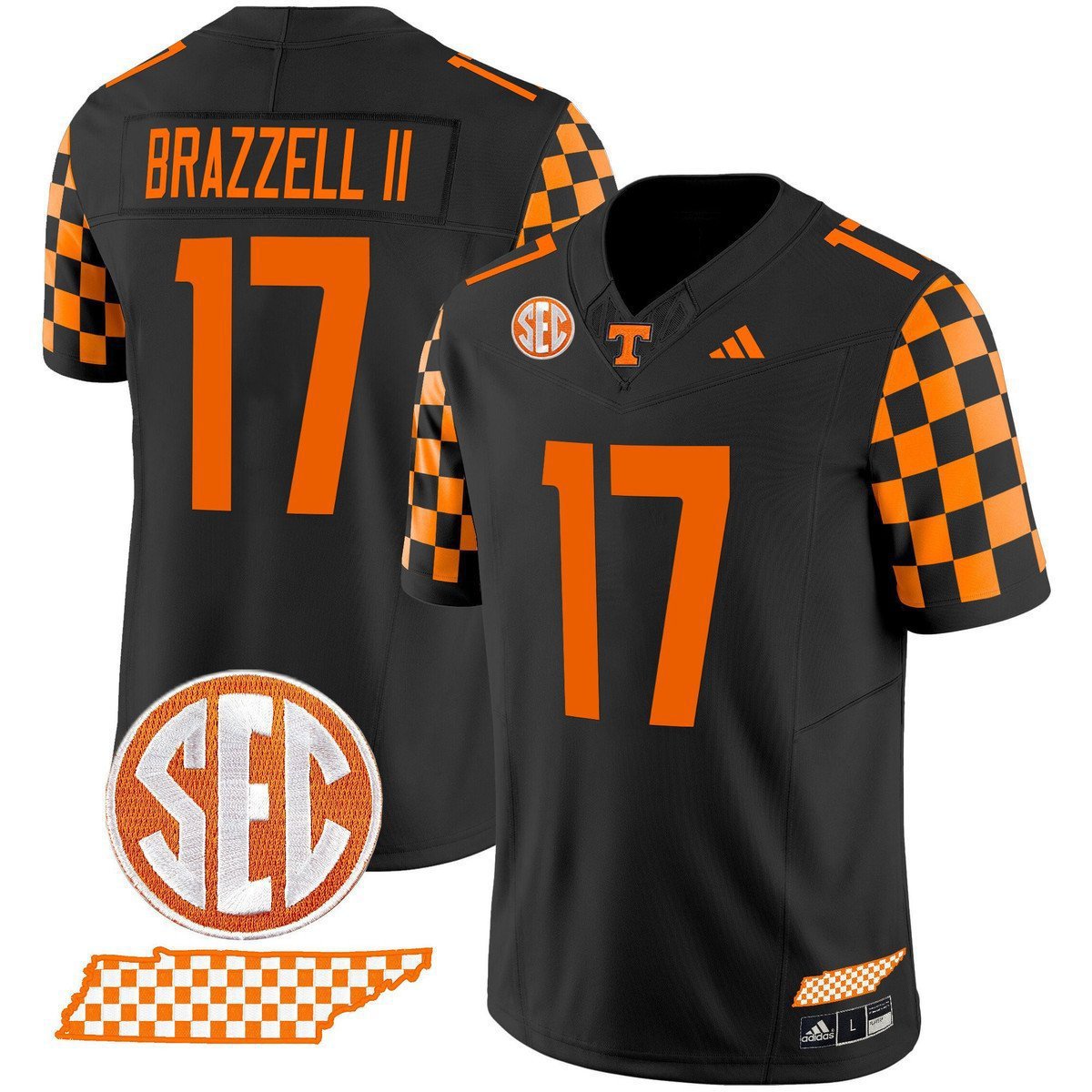 Chris Brazzell II  #17 Tennessee Vols Rebrand 2026 Checkerboard Black