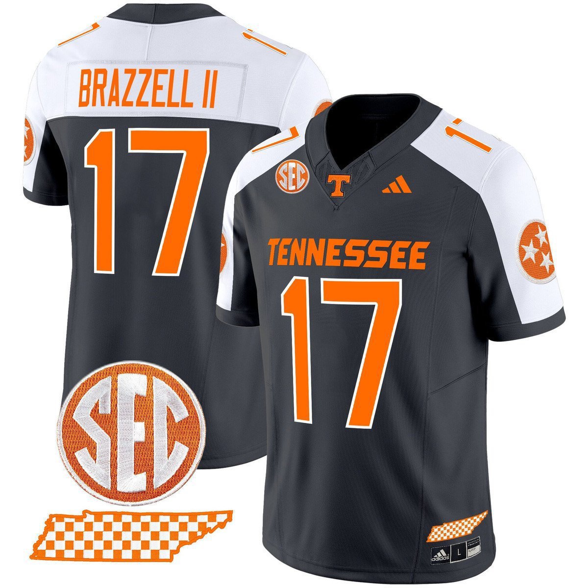 Chris Brazzell II  #17 Tennessee Vols Rebrand 2026 Checkerboard Grey Alternate