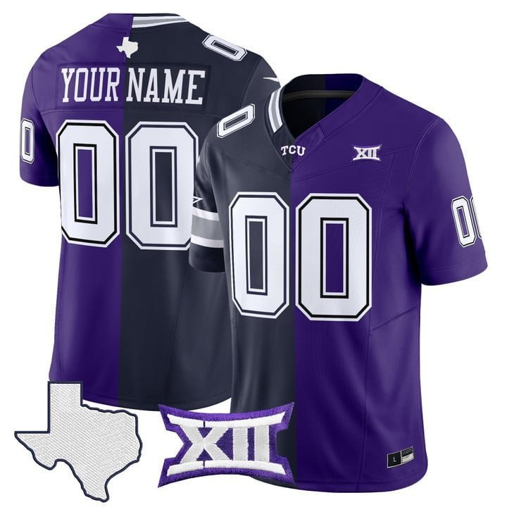 Cowboys TCU College Football Split Vapor Limited Custom  Stitched