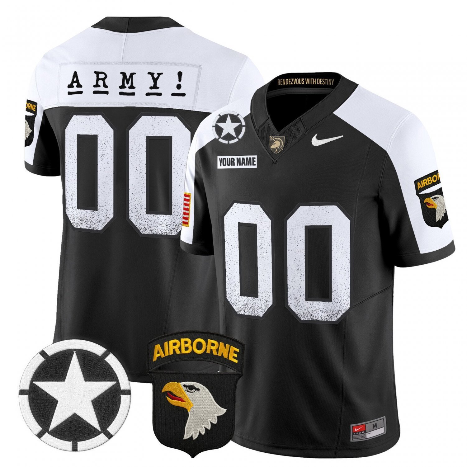 Custom Army Black Knights  2026 Screaming Eagles Stitched Black Alternate