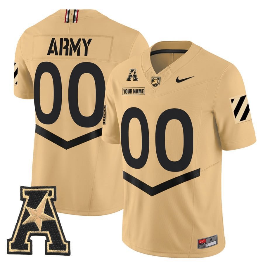 Custom Army Black Knights  Name, Number 2026 Limited Stitched Tan