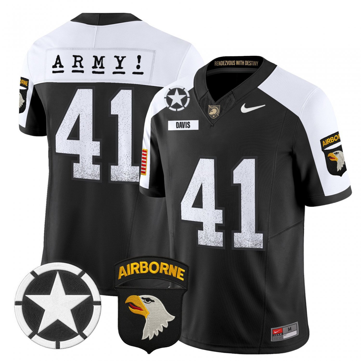 Glenn Davis  #41 Army Black Knights 2026 Screaming Eagles Stitched Black Alternate
