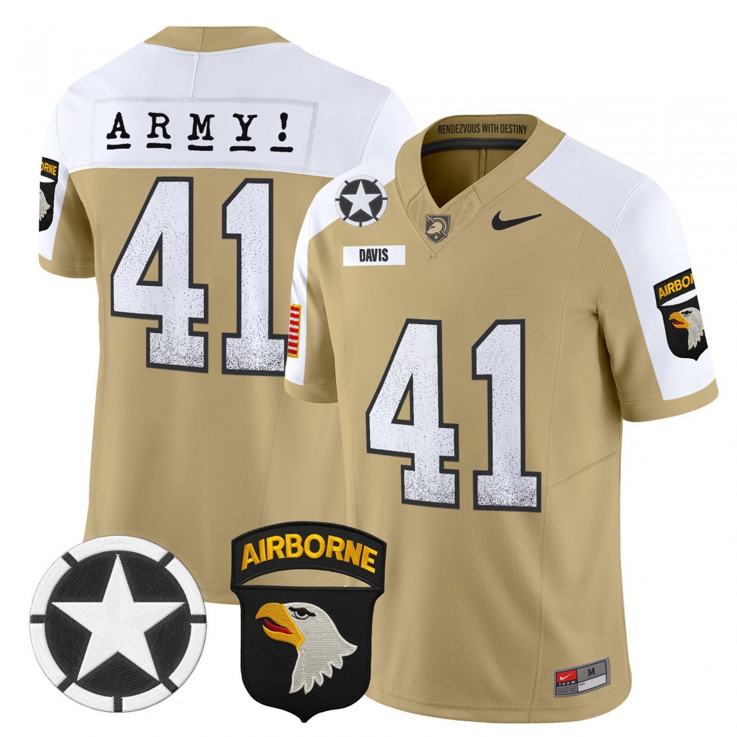 Glenn Davis  #41 Army Black Knights 2026 Screaming Eagles Stitched Tan Alternate