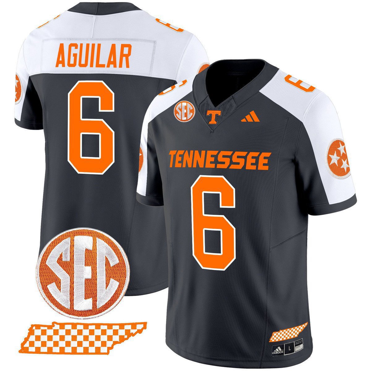 Joey Aguilar  #6 Tennessee Vols Rebrand 2026 Checkerboard Grey Alternate