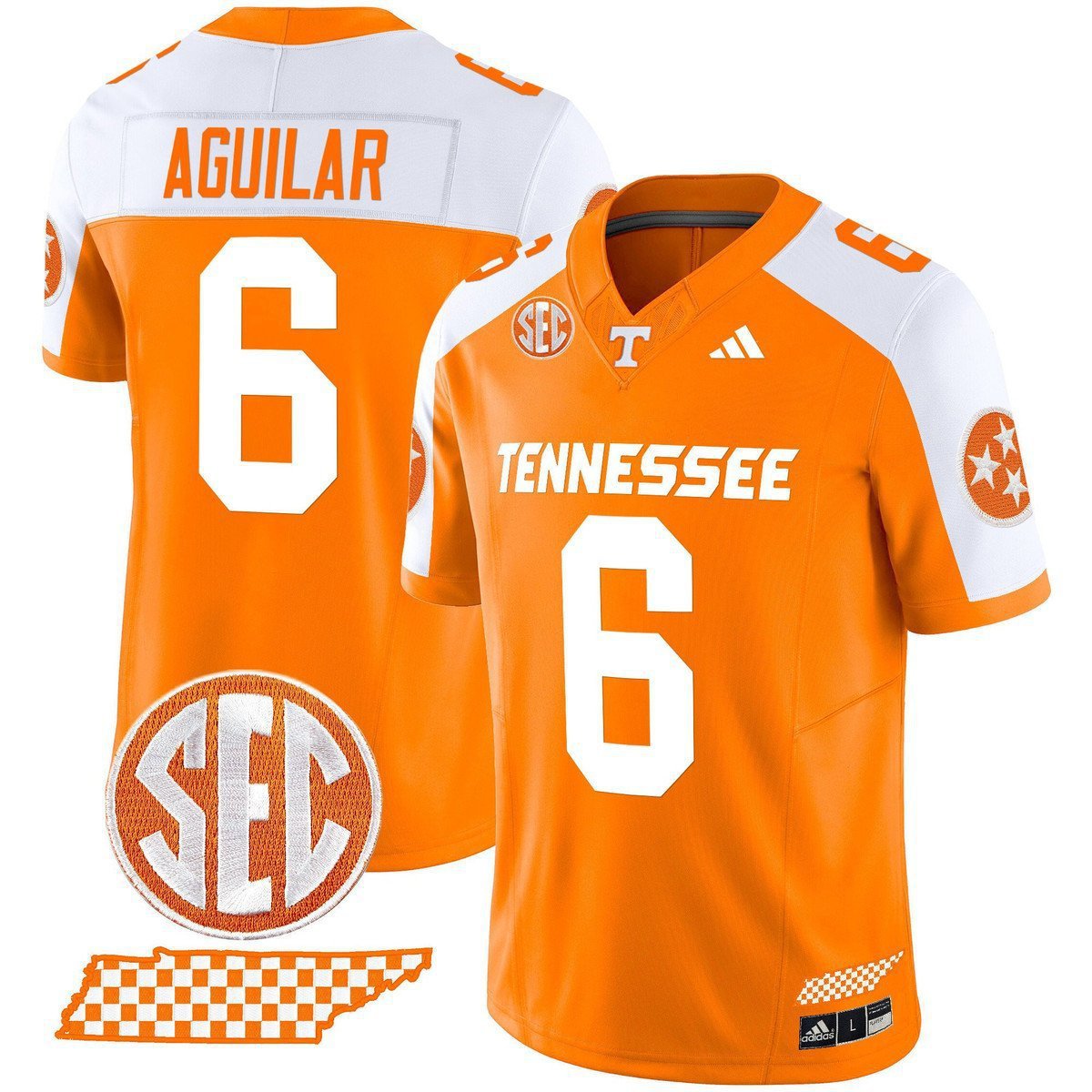Joey Aguilar  #6 Tennessee Vols Rebrand 2026 Checkerboard Orange Alternate